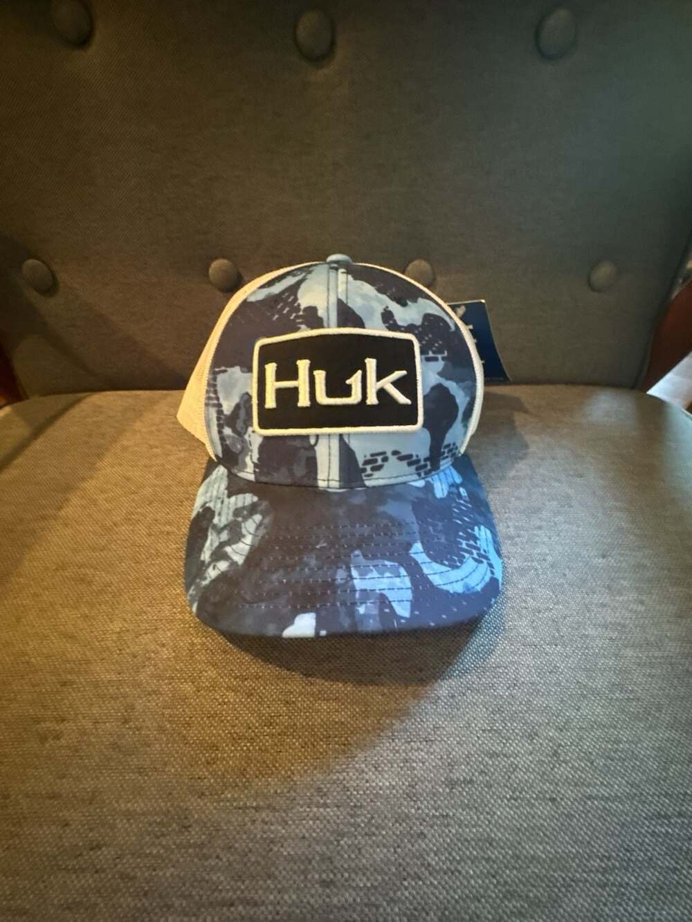 Huk Huk'd Up Angler Refraction Mesh Snapback Trucker Hat Blue Camo